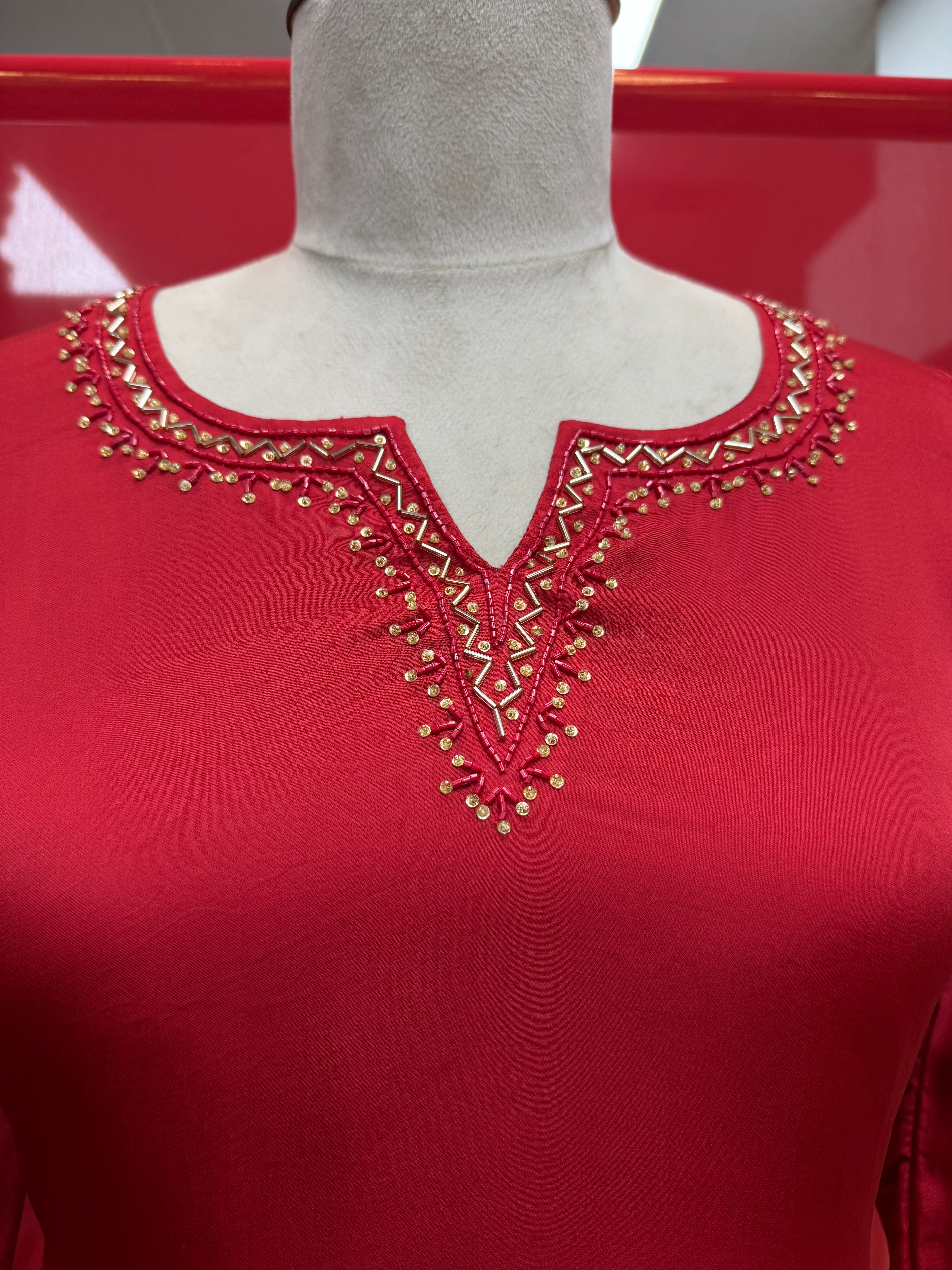 Red Grace Farshi Suit