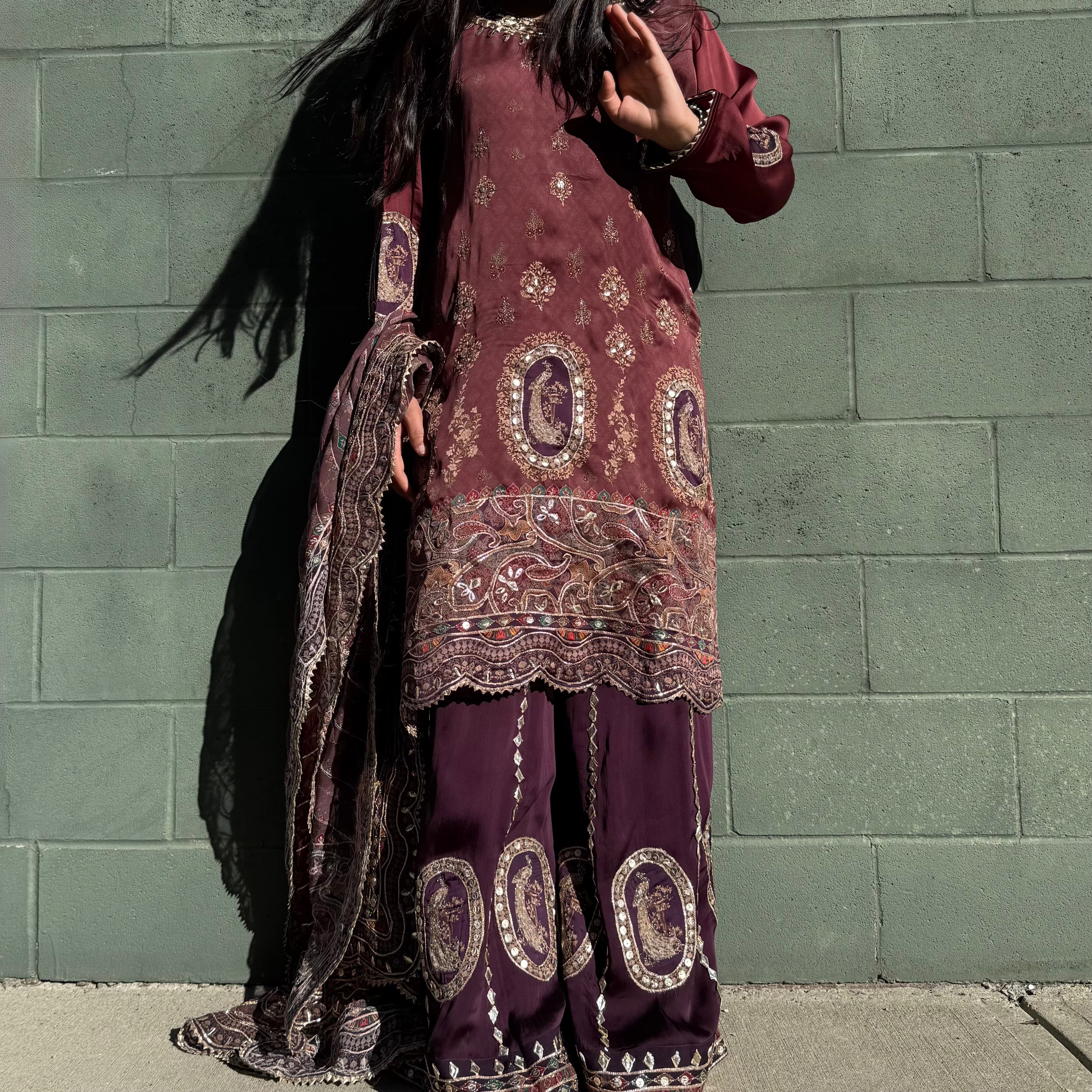 Luxe Satin Silk Printed Suit