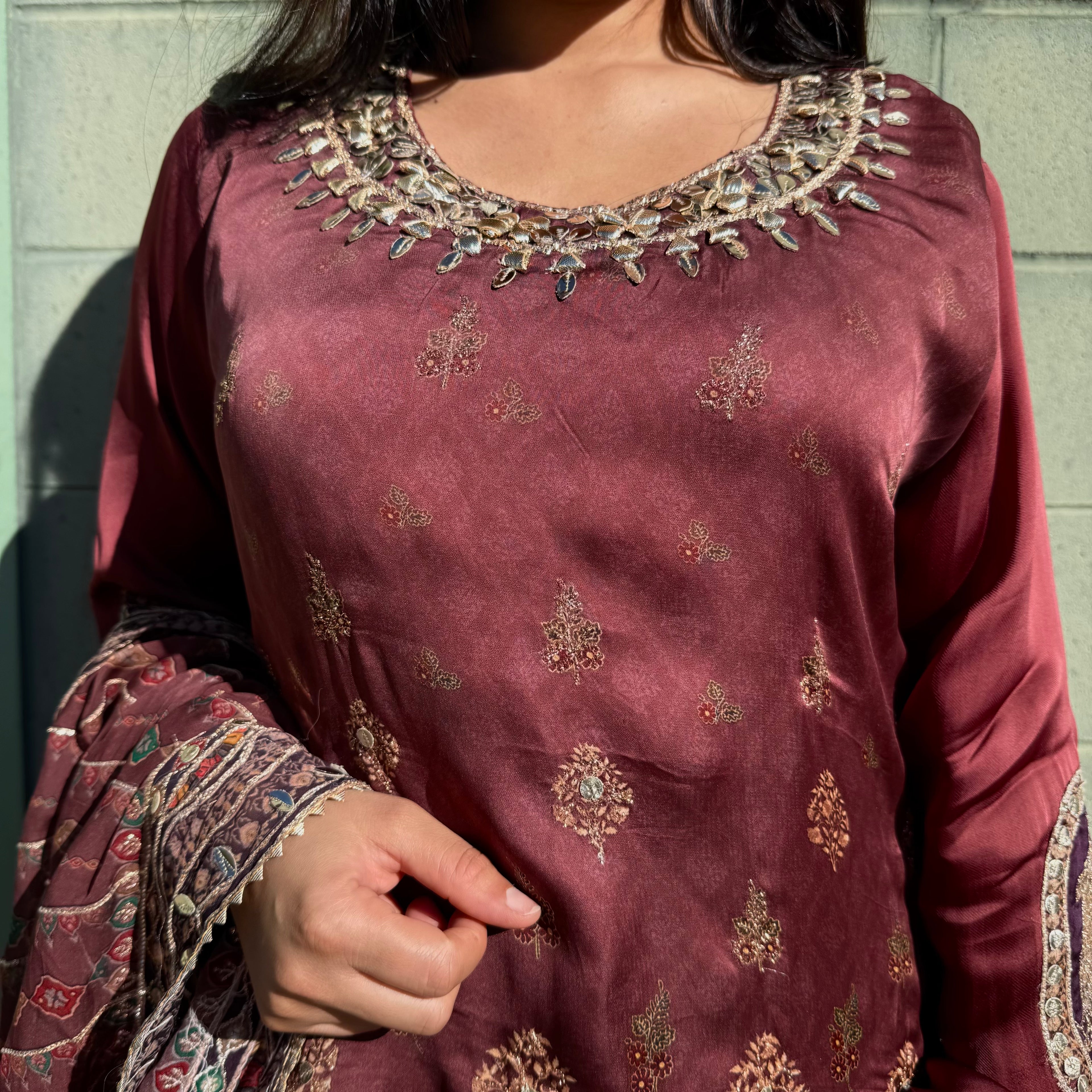 Luxe Satin Silk Printed Suit