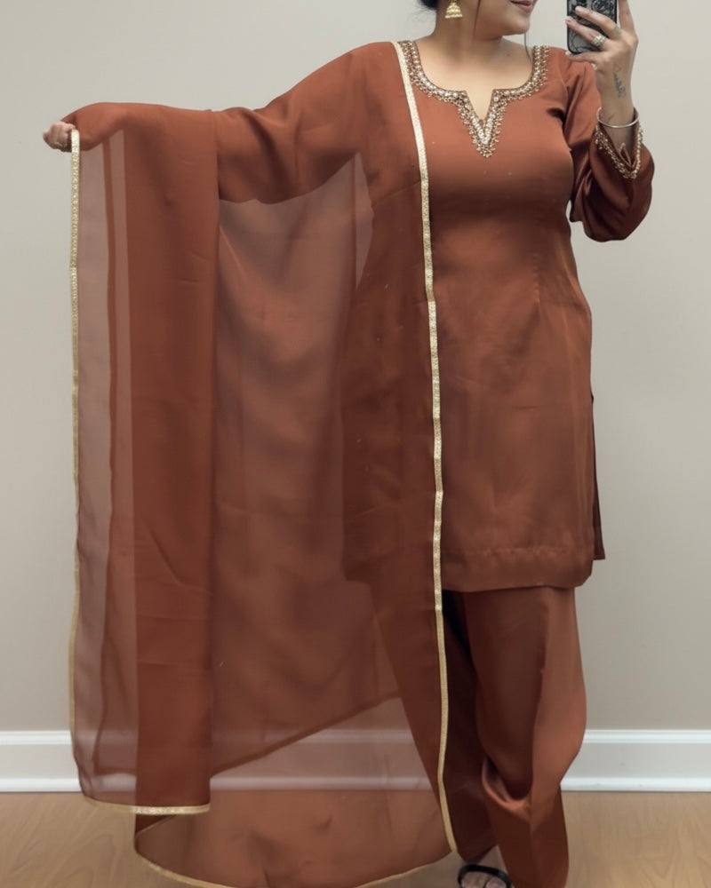 Brown Grace Farshi Suit