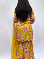 Mustard Shores Muslin Gharara Suit