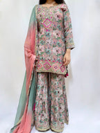 Muted Tropics Muslin Sharara Suit