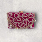 Velvet clutch with dabka work